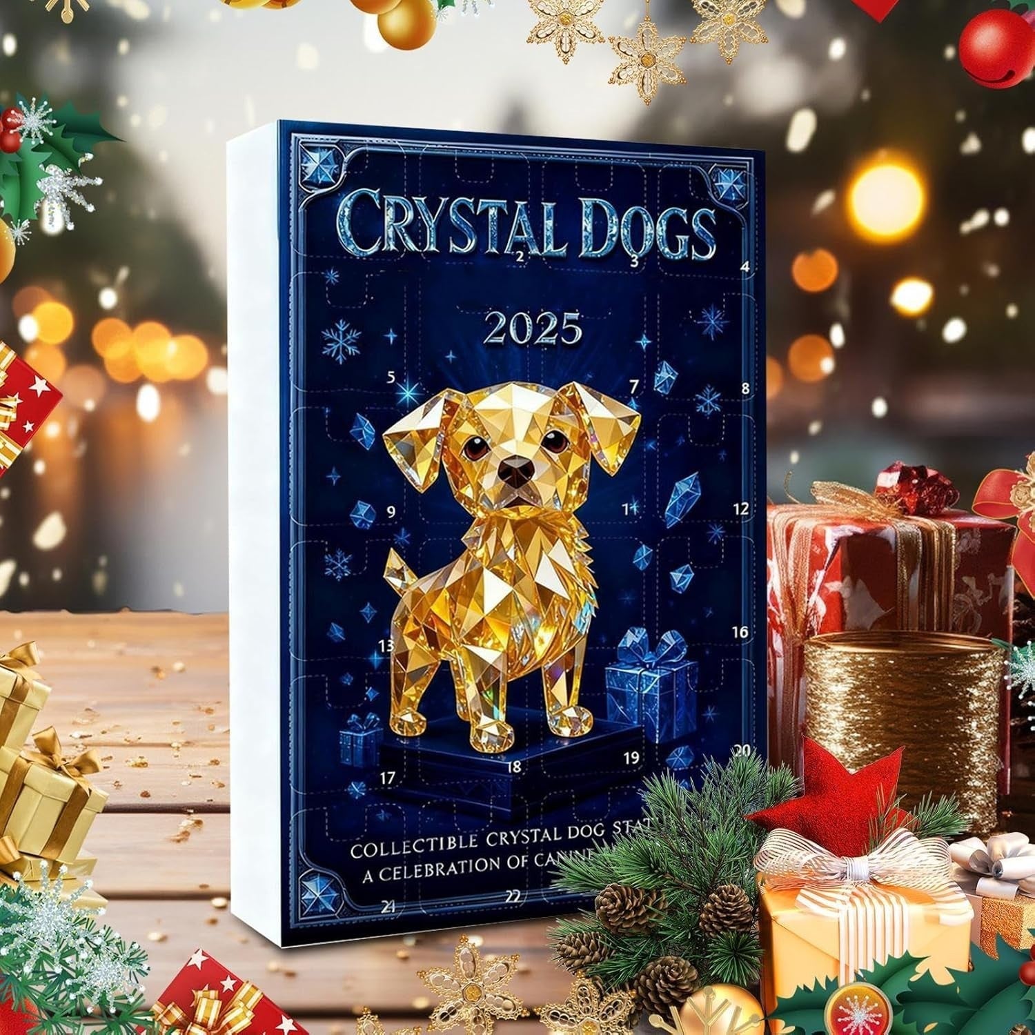 Crystal Dog Advent - Christmas Calendar 2025, 2D Acrylic Decor, 24 Days Dog, Lov