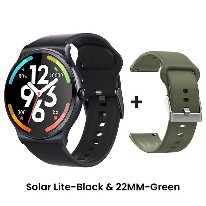 Solar Lite Smart Watch 1.38" Display Bluetooth 5.3 100+ Watch Faces Spo2 Heart Rate Monitor 20 Days Endurance Smartwatch