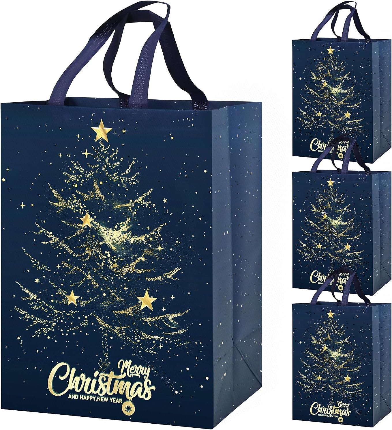 Large Christmas Gifts Bags 4Pcs,41 * 30 * 18 Christmas Presents Bags,Gold Tree Xmas Bags for Presents