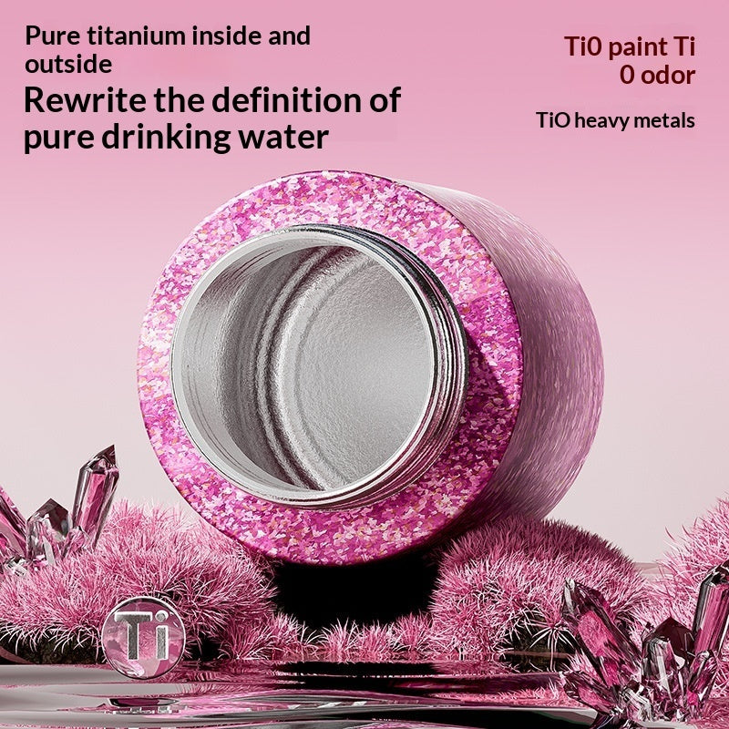 Portable Hammered-Texture 99 Pure Titanium Insulated Water Bottle