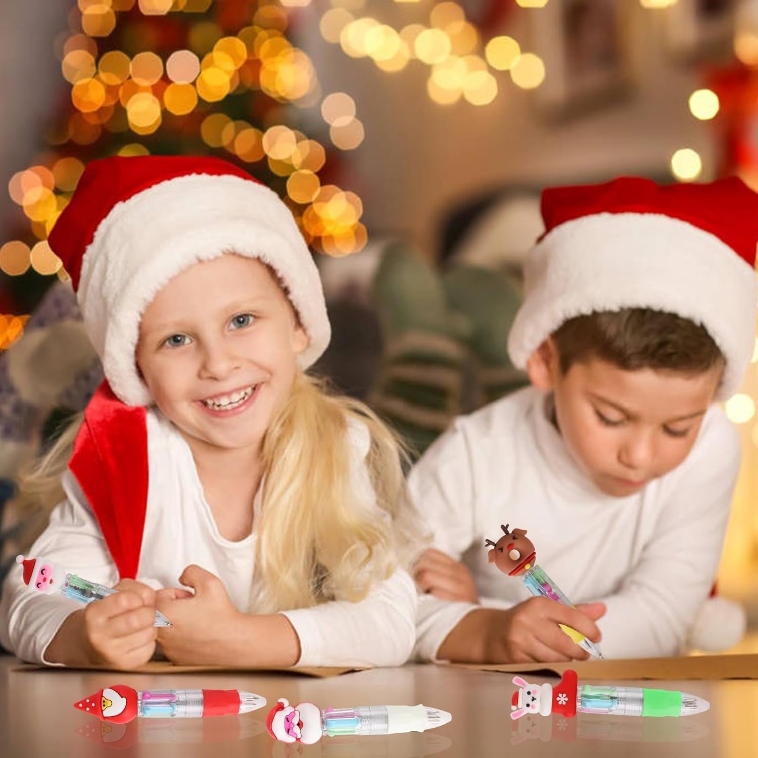 Christmas Multicolour Ballpoint Pens, 30PCS 4 Colours, Xmas Mini Retractable Pens for Kids Novelty Pens for Class Reward Gifts Party Bag Fillers