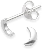 Heather Needham Sterling Silver Moon Earrings- SIZE: 4.7Mm X 2Mm (VERY SMALL and DAINTY) Gift Boxed Moon Stud Earrings. - 5140