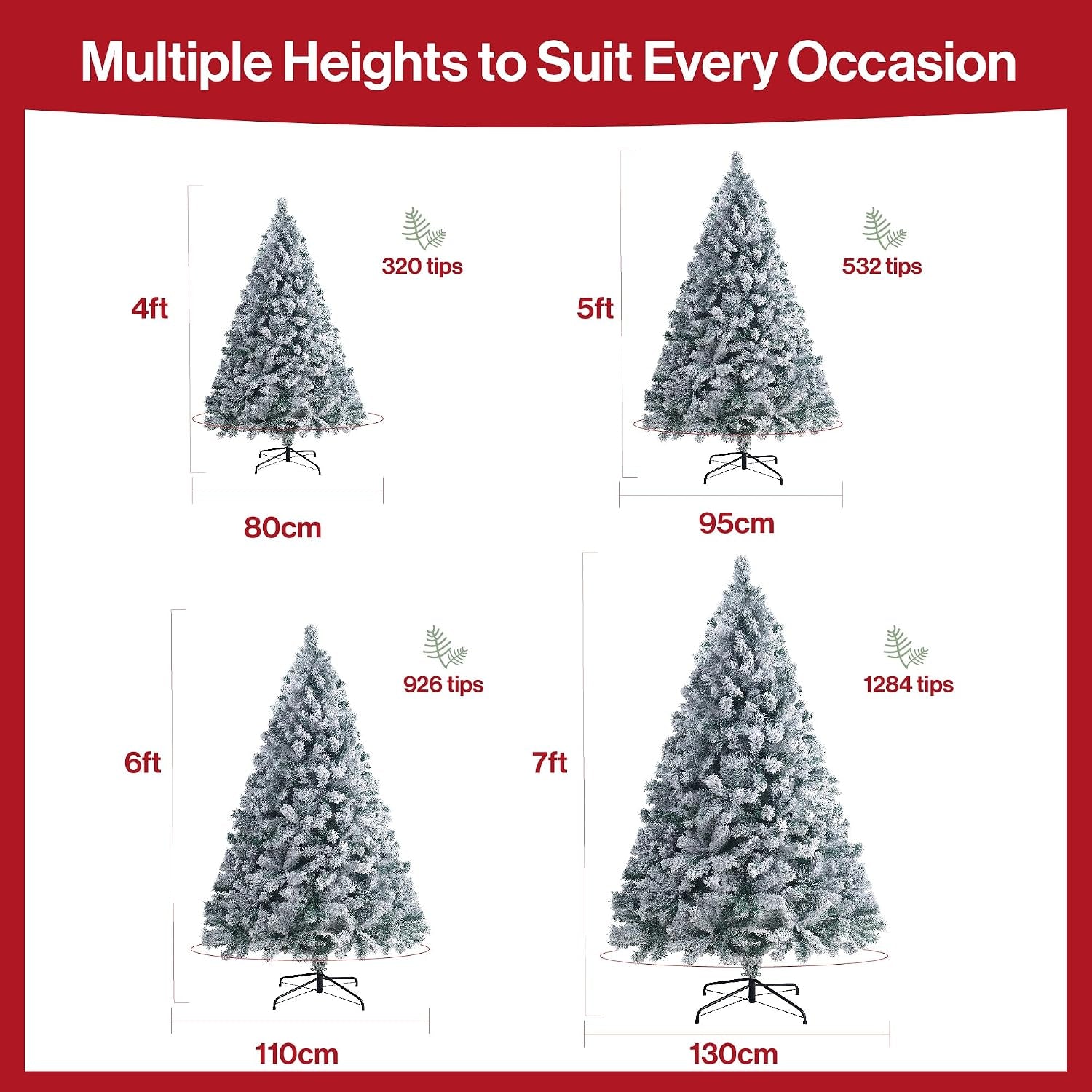 6Ft Snow Flocked Artificial Christmas Tree with 926 Tips Realistic Holiday Premium Full Winter White Pine Xmas Tree, Full Appearance Snowy Easy Assembly with Sturdy Metal Stand 180Cm