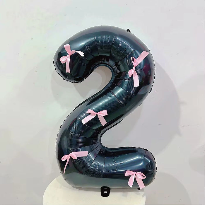 INS 32Inch Black Large Number Foil Balloons Figure Helium Balloon Birthday Decals Photo Props Birthday Party Decorations