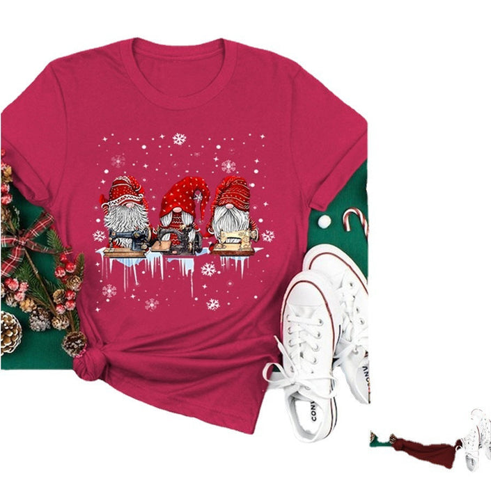Christmas New Printed Pattern Round Neck Short Sleeve T-shirt
