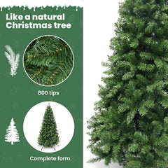 Christmas Tree 6FT – 800 Tips Full & Realistic Green Xmas Tree with PVC Branches, Metal Stand – Christmas Tree for or Home, Office, Shops and Hotels (180 Cm, Green)