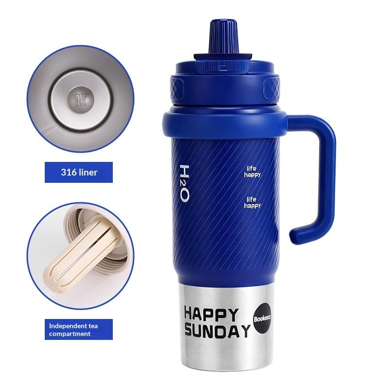 Ceramic-liner Insulated Mug Stainless-Steel Straw Ice-Resistant Bottle Large-Capacity Cup