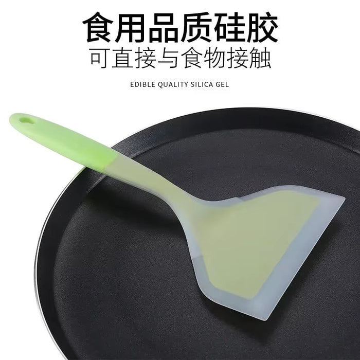 Transparent Two-Color Silicone Wide Mouth Frying Spatula Translucent Jade Cooking Spatula Kitchen Utensils Silicone Spatula