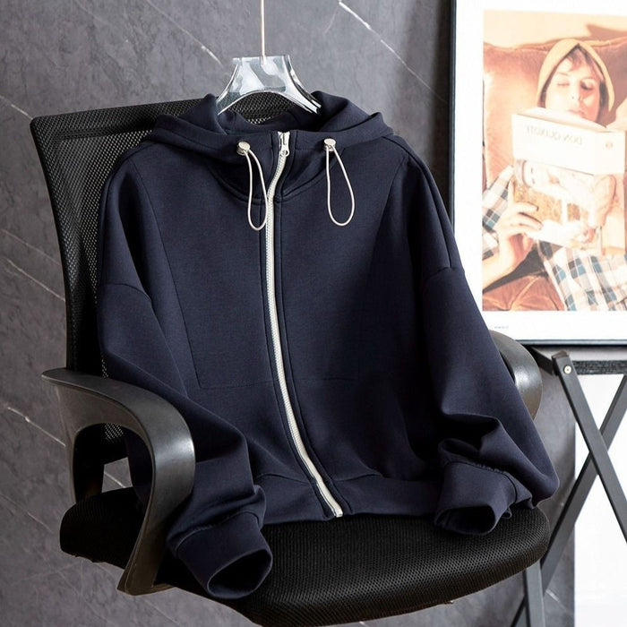 Autumn High-grade Sweater Hooded Drawstring Loose All-matching Cardigan Coat