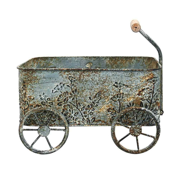 Wrought Iron Cart Flowerpot Distressed Outdoor Garden Courtyard Decoration
