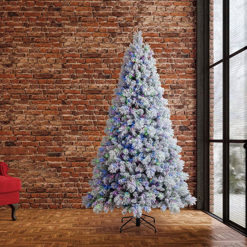 7.5Ft (2.3M) Pre-Lit Glitter Flocked Artificial Christmas Tree with 1,150 Color-Changing Micro Twinkle LED Lights