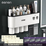 '-Magnetic Adsorption Inverted Toothbrush Holder Wall -Automatic Toothpaste Squeezer Storage Rack Bathroom Accessories