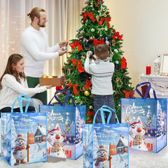 Christmas Tote Bags - 2/4 Pack Large Christmas Bags with Handle Non-Woven Fabric Gift Present Bag，Shopping Bag for Holiday Xmas Event Party
