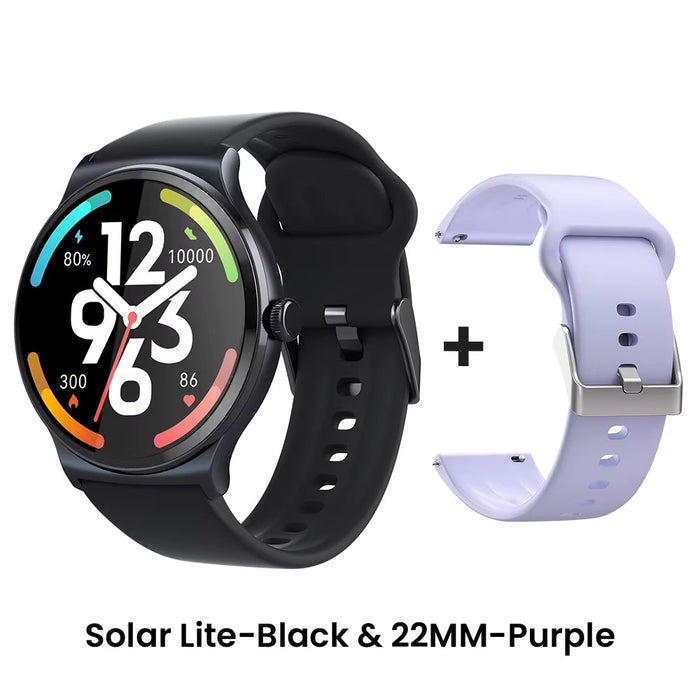 Solar Lite Smart Watch 1.38" Display Bluetooth 5.3 100+ Watch Faces Spo2 Heart Rate Monitor 20 Days Endurance Smartwatch