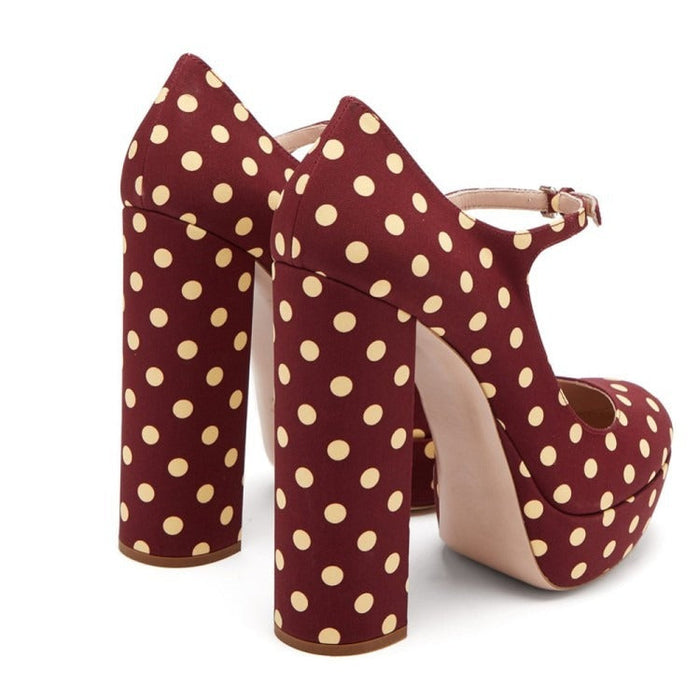 Black Round Toe Thick Sole Shoes High Mary Jane High Heels