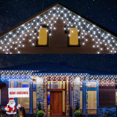 Icicle Lights Outdoor, 15M 360Leds Icicle Christmas Lights Mains Powered with Timer & Waterproof &Memory Hanging Fairy Light for outside House Gutter Roof Wall Xmas Decorations-Cool White