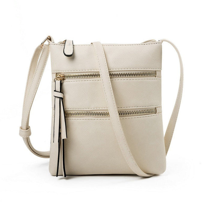 Multifunctional pocket with double zipper vertical women's bag