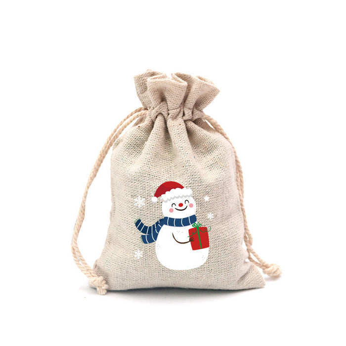 Christmas Cotton Drawstring Colorful Cartoon Gift Bag
