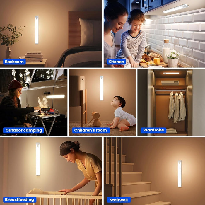 under Cabinet Kitchen Lights, 2 Pack Rechargeable Motion Sensor under Cupboard Lights,1500Mah Battery Operated LED Lights Indoor Wireless Night Light for Kitchen Wardrobe under Counter (30Cm)
