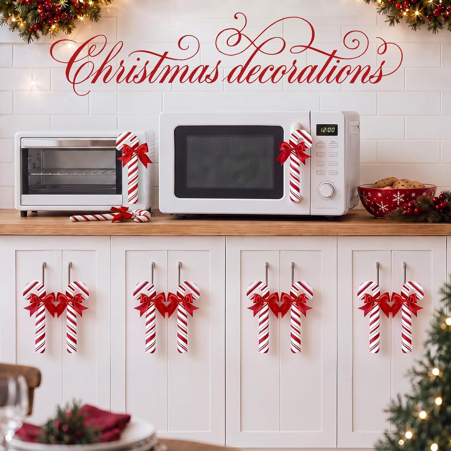 10 Pcs Christmas Candy Cane Cabinet Handle Covers Peppermint Stick