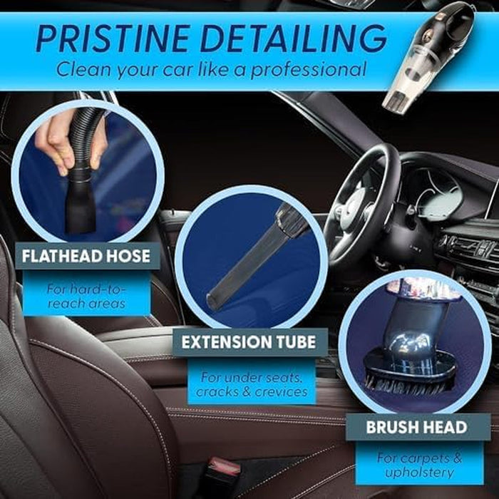 Car Vacuum Cleaner Handheld - Portable Handheld Mini Car Hoover W/ 16Ft Cord, Bag, & Attachments - Small Cleaning Kit, RV, Boats, Travel - Car Accessories for Men and Women (Black)