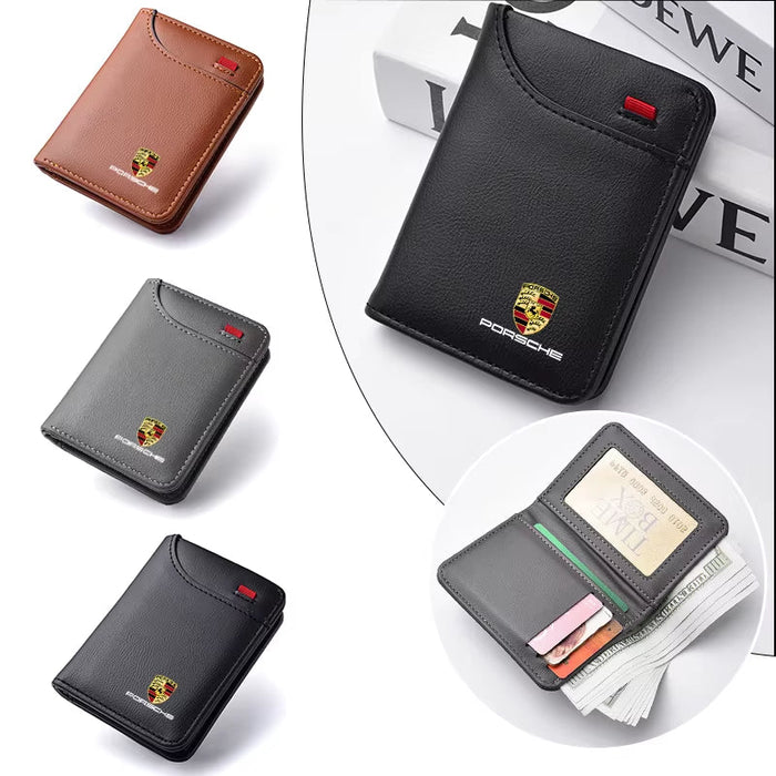 Car Emblem Soft Wallet Leather Mini Credit Card Purse Portable Small Wallet for  911 Cayenne 918 Pajun 718 Panamera Macan