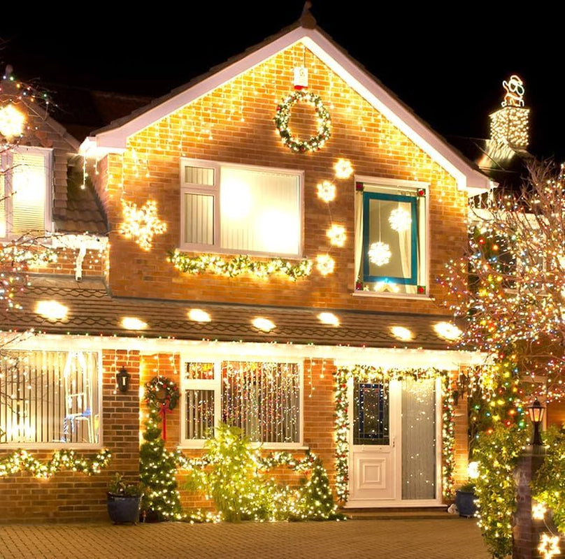 Icicle Christmas Lights Outdoor, 10M 400 LED Plug-In Waterproof Fairy String Lights with 8 Modes, Timer&Connectable, for Eaves, Gutters, House Roof, Garden, Patio & Party Decorations Warm White