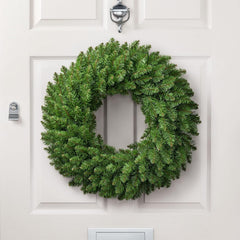 Plain Christmas Wreath for Front Door, Luxury Artificial Spruce Wreath, Home Xmas Decoration, Natural Looking Dual Tone PVC Needles, Easy Hanging, Wall Window Mantlepiece (60Cm / 200 Tips)