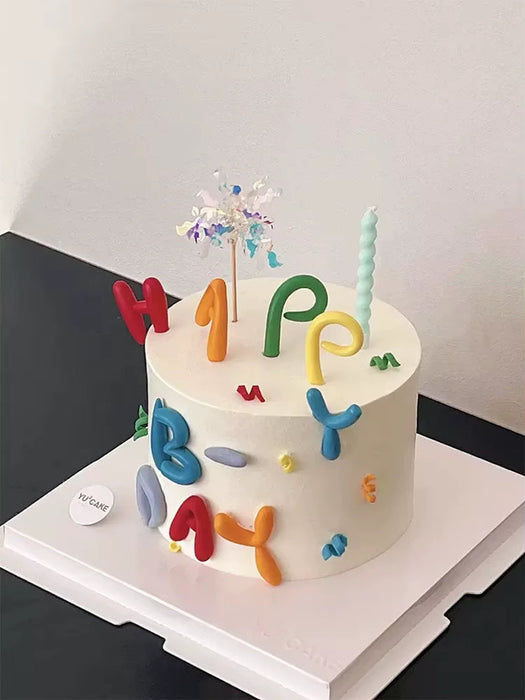 Ins Style Colorful Happy Birthday Letter Soft Gum Cake Decoration Candy Color Cake Topper Children'S Party Supplies Gifts