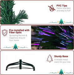 6Ft Fibre Optic Christmas Tree Indoor Xmas Decoration, Green