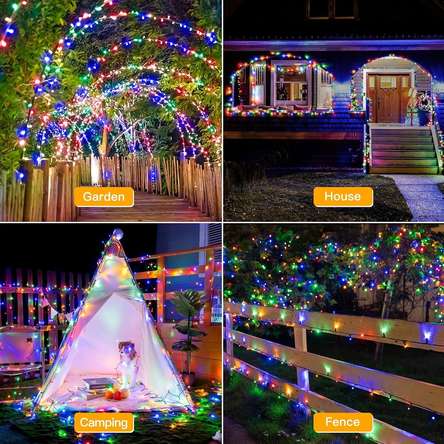 Outdoor Fairy Lights, 20M 200 Leds, Multicolour, Mains Powered