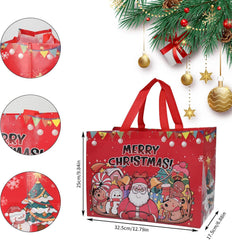 Christmas Tote Bags, Reusable Grocery Tote Bags with Handle, Gift Present Bags for Holiday Xmas Event Party（12 Pack）
