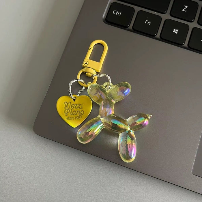 Bling Kawaii Cartoon Balloon Dog Keychain Key Ring for Women Men New Colorful Cute Bag Car Pendant Decoration Holder Accessories