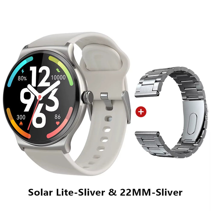 Solar Lite Smart Watch 1.38" Display Bluetooth 5.3 100+ Watch Faces Spo2 Heart Rate Monitor 20 Days Endurance Smartwatch