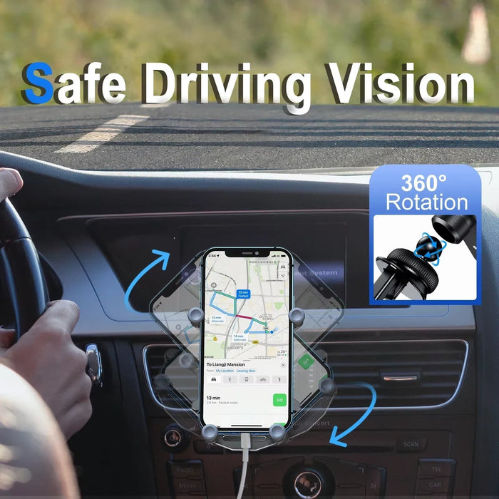 Gravity Car Phone Holder 360 Degree Rotatable Invisible Alloy Car Mount Air Vent Dashboard Gravity Mount GPS Stand Cell Support