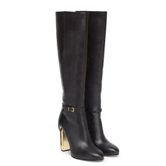 New Hollowed Out Thick  Knee High Boots