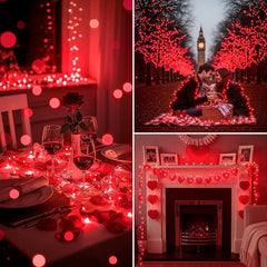 Red Fairy Lights Mains Powered 20M 200 LED Outdoor String Plug Remote