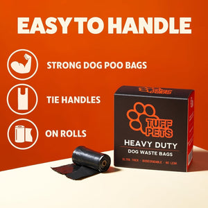 '- Dog Poop Bags Rolls with Tie Handles - 16 Rolls of Biodegradable Poo Bags - Fits in Any Dogs Poo Bag Dispenser or Holder - 50% Stronger than Average Doggy Waste Bags