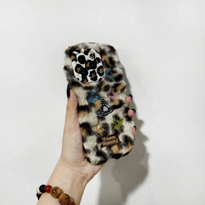 Autumn Winter New Leopard Plush Phone Case for Iphone 16 15 14 13 12 11 Pro Max