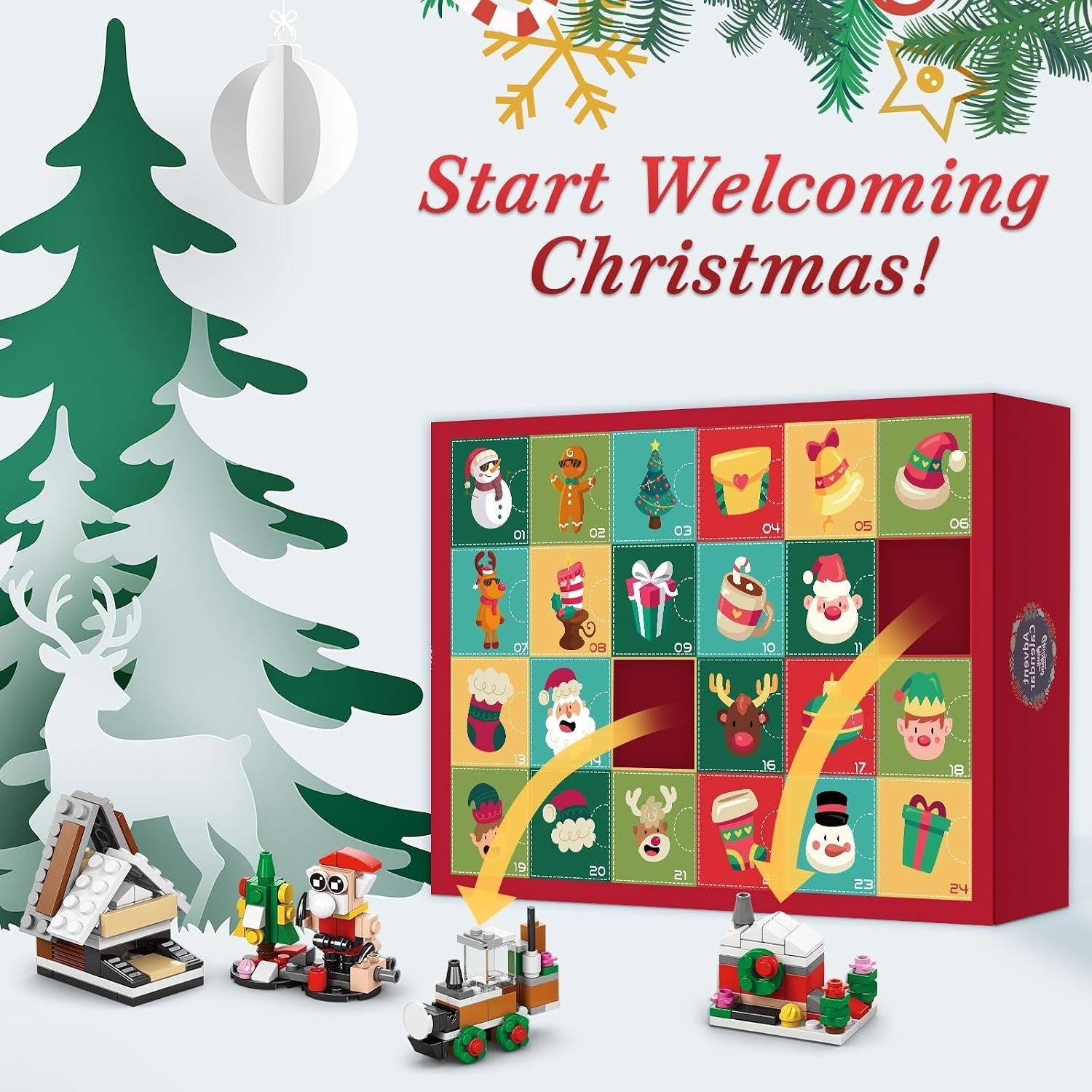 24 Days Countdown Christmas Advent Calendar Kids Building Blocks Toys Gift Boxes