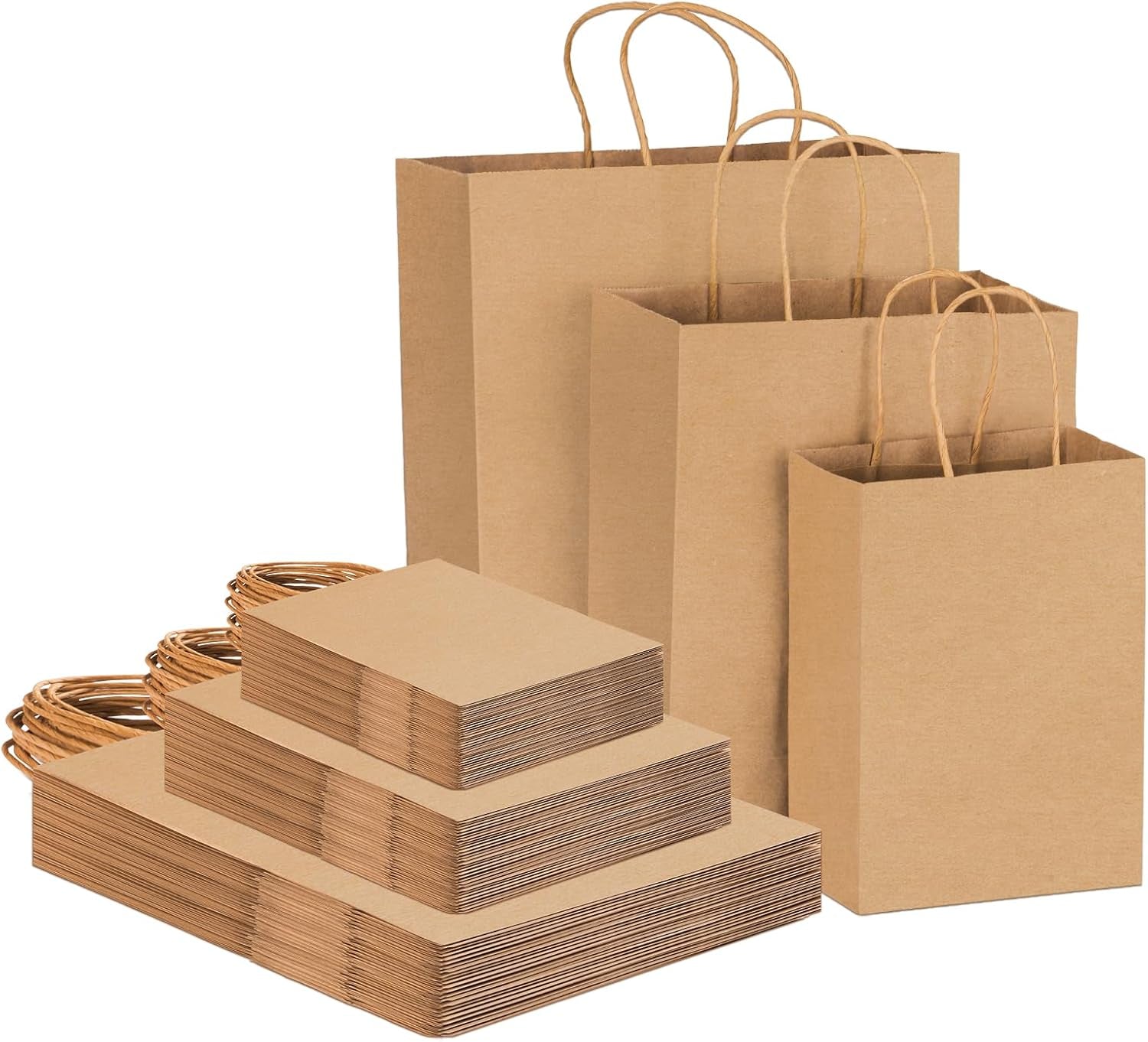 45Pcs Brown Kraft Paper Bags with Handles - Mixed Size Gift Bags for Business, Shopping, Retail, Party, Favor, Merchandise (Brown)