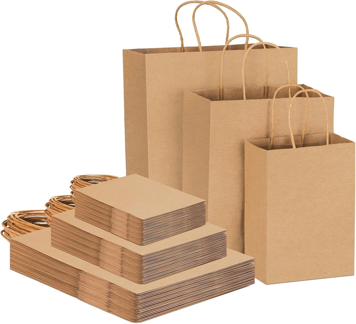 45Pcs Brown Kraft Paper Bags with Handles - Mixed Size Gift Bags for Business, Shopping, Retail, Party, Favor, Merchandise (Brown)