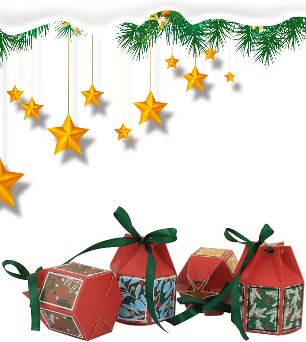 30PCS Boxes, Xmas Party Favour Bags, Paper Candy Boxes, Novelty Packaging Decor Packs, Advent Calendar DIY