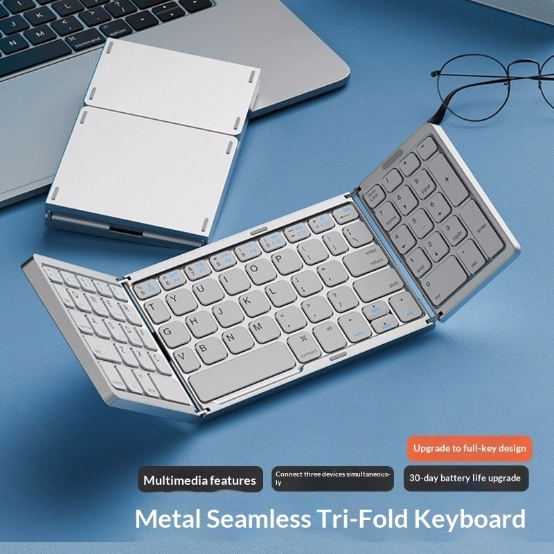 Tri-fold Keyboard, Wireless Bluetooth Foldable Mini Keyboard, Suitable For Desktop PC Sets