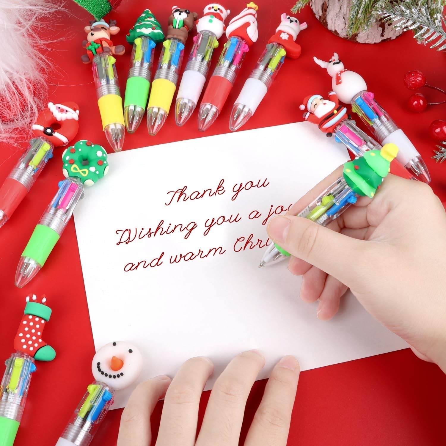 Christmas Multicolour Ballpoint Pens, 30PCS 4 Colours, Xmas Mini Retractable Pens for Kids Novelty Pens for Class Reward Gifts Party Bag Fillers