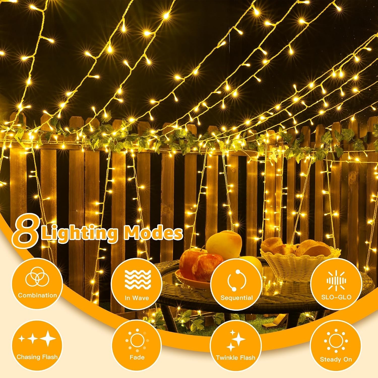 Fairy Lights Battery Operated, 10M 100 Leds Bright Battery Powered String Lights, Warm White outside Christmas Lights Waterproof with 8 Modes/Timer for Indoor Outdoor Bedroom Garden Decorations