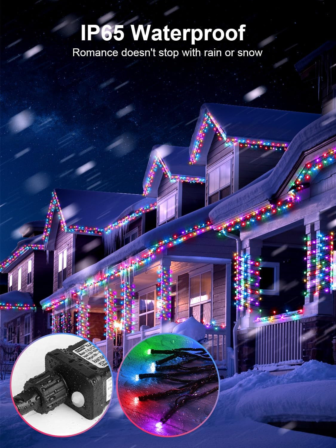 Christmas Tree Lights 35M, 300 LED Christmas Lights Outdoor Warm+Multicolor