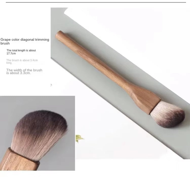 New 1Pcs European Vintage Wood Handle Makeup Brush High Quality Walnut Loose Powder Blush Foundation Contour Brush Super Soft
