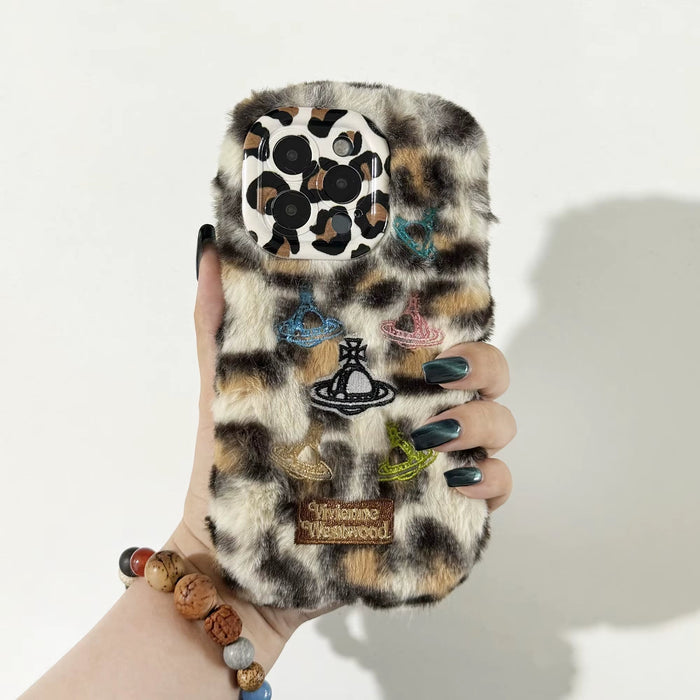 Autumn Winter New Leopard Plush Phone Case for Iphone 16 15 14 13 12 11 Pro Max