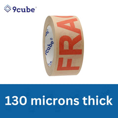 6 Strong Paper Packaging Tape, Eco-Friendly Recyclable Fragile Printed Kraft, Brown 50Mmx50Mm, Strong Heavy-Duty Secure Adhesive Sticky, for Packing Parcels Moving House Large Boxes